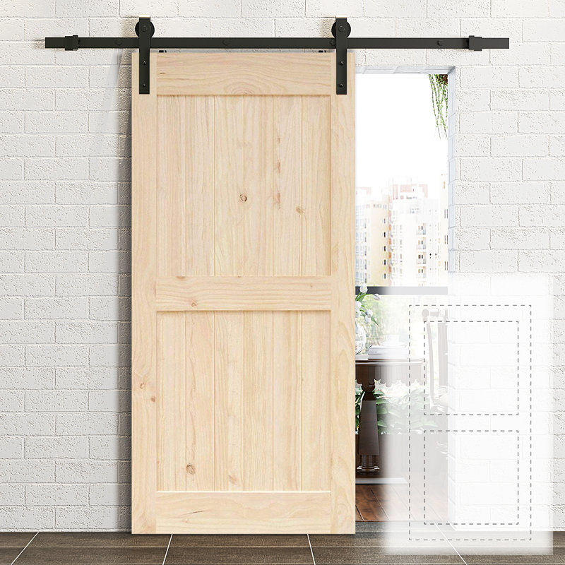Homacer Paneled Wood Unfinished Barn Door without Installation Hardware